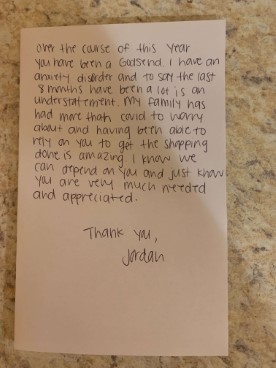 dumpling grocery shopping business owner jordan thank you note